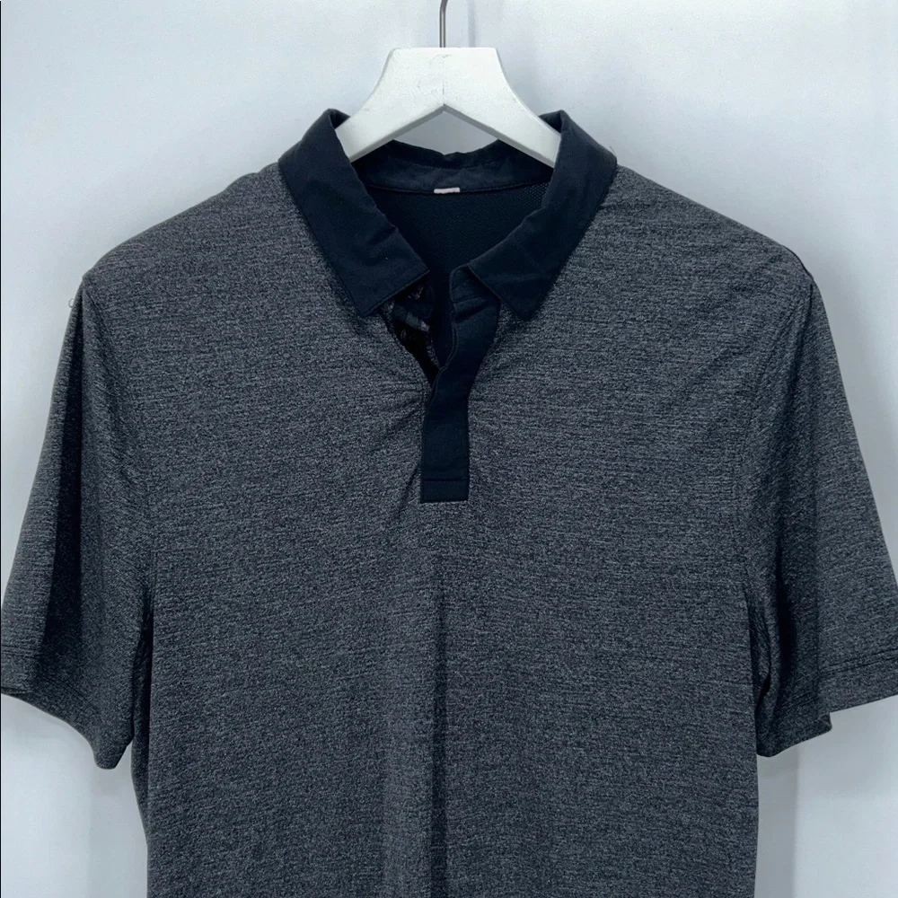 Lululemon Mens Performance Polo Shirt Gray Black Lightweight - Picture 6 of 9